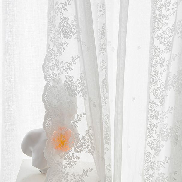 Korean Lace Sheer Door Curtain – 80% Voile Fabric, No-Drill Hooks, 140x100cm For Living Room & Bedroom_voghion.com