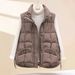 Women's Quilted Vest With Hood - Polyester Puffer Jacket For Winter, Streetwear Fashion, Oversized Fit, Zip Front_voghion.com