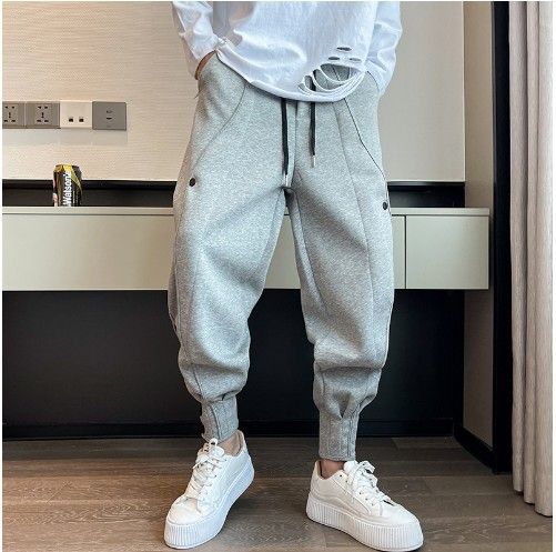 Herrenbekleidung Vier Jahreszeiten Verdickte Normale Sporthose Hübsche Haremshose Für Herren Mit Trendigem Design Und Lässiger Samt-Jogginghose Mit Bündchen_voghion.com