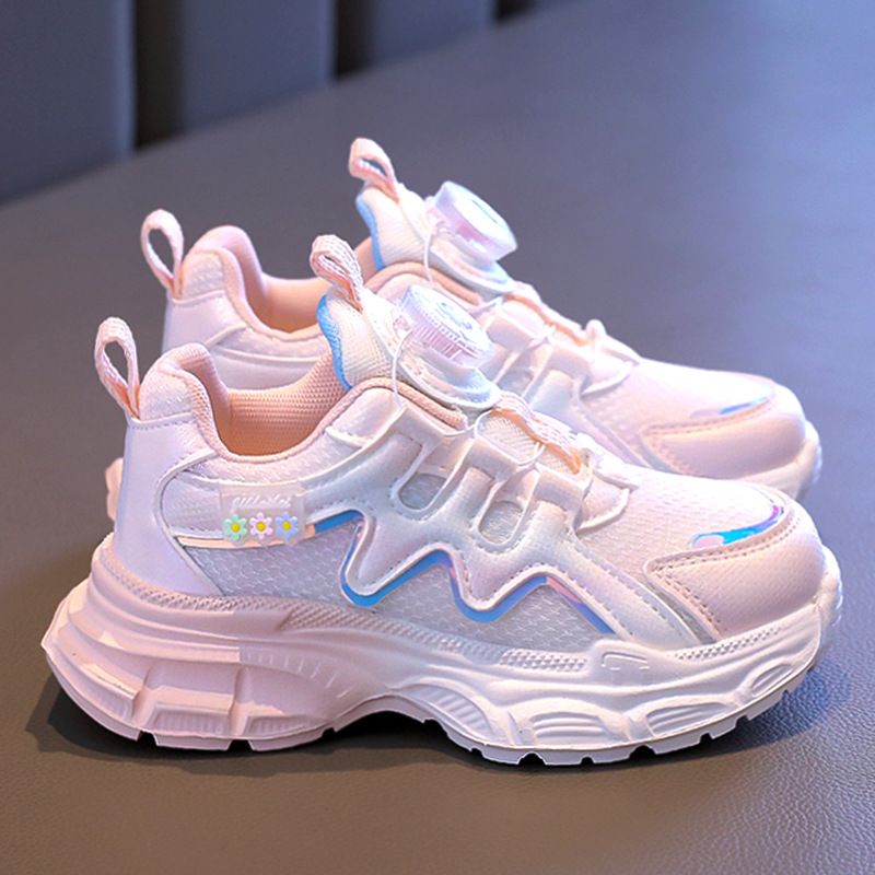 Girls' Sports Shoes 2024 Spring And Autumn New Children's Shoes Girls' Rotating Twisting Shoes For Middle And Large Children's Daddy Shoes Mesh_voghion.com