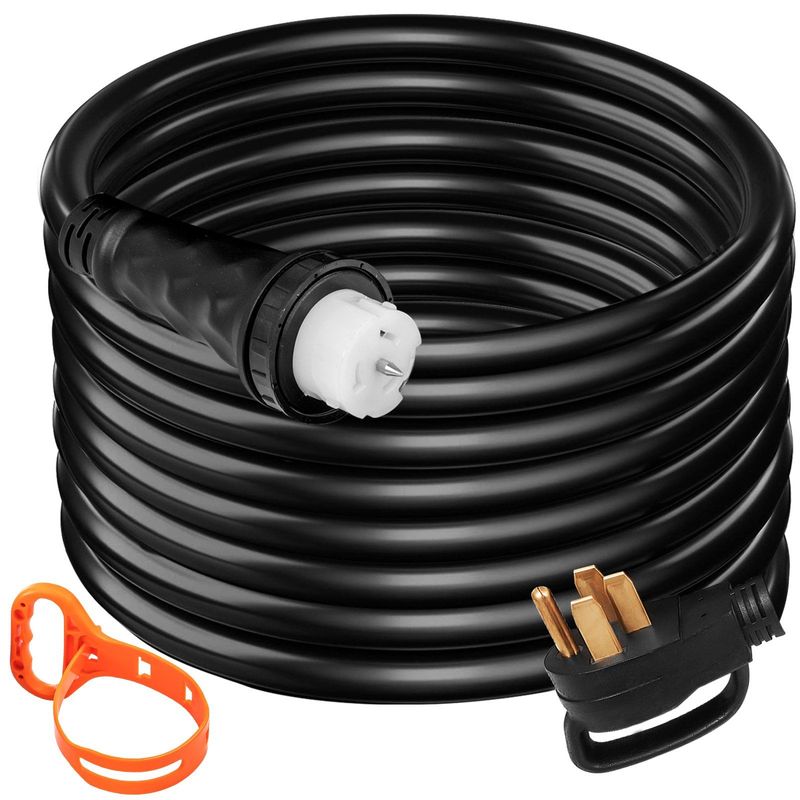 VEVOR 75Ft 50 Amp Generator Extension Cord 6AWG/3C+8AWG/1C Generator Cord 125V 250V Generator Power Cord N14-50P & SS2-50R & CS6364 Twist Lock Connectors_voghion.com
