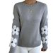 Elegante pullover in maglia jacquard floreale - Maglione oversize chic per donna (beige/blu/verde/magenta/grigio chiaro, S/M/L/XL)_voghion.com