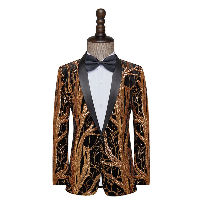 Miesten puku Sequin Tree Dress Coat Stage Performance puku takki_voghion.com