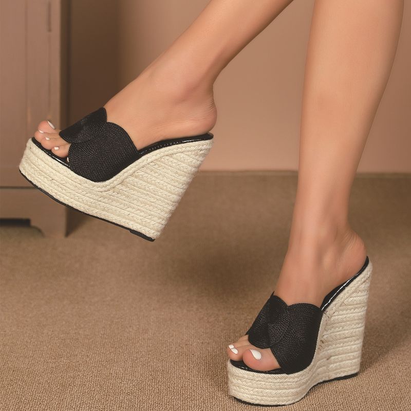 Pantof de damă, sexy, nou, paie, simplu, ură, cer, pană înaltă, cărucior impermeabil, model papuci de in._voghion.com