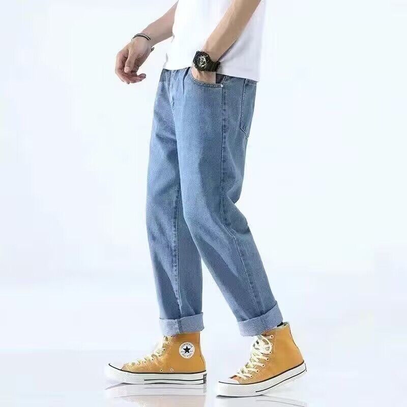 Pantalones vaqueros azules oscuros de pierna ancha y recta para hombre de la marca SRM Oversized Ins High Street Trendy_voghion.com