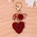 Portachiavi con ciondolo a forma di cuore con fiocco e pompon, grazioso ciondolo per borsa_voghion.com
