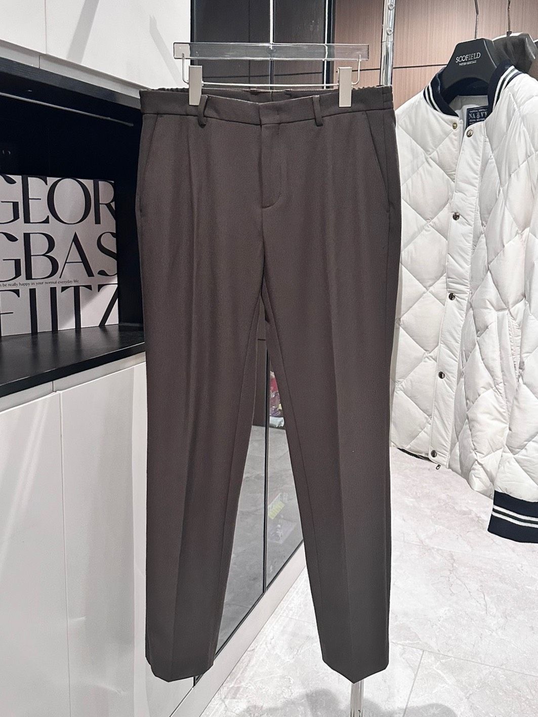 Pantaloni casual marroni Baijiahao con elastico in vita, vestibilità migliore! Il tessuto cade in modo fluido e confortevole, foderato in pile._voghion.com