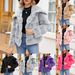 Elegant Faux Fur Cropped Jacket For Women - Winter Fashion Outerwear With Lapel Collar, Plus Size Options (Black/Rose/Pink/Purple/Grey/Khaki)_voghion.com