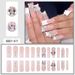 Elegant French Nail Stickers With Bow & Rhinestone Designs - Reusable Fake Nails For Women, Self-Adhesive & Glue-On Options_voghion.com