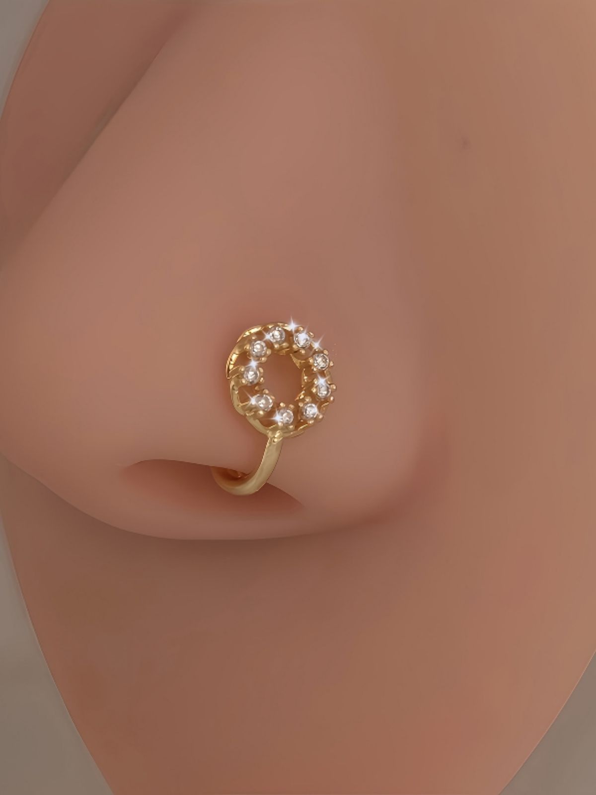 Set di 1 clip per il naso a forma di fiore circolare con design semplice, elegante e alla moda. Anello per il naso non perforato adatto per tutti i giorni._voghion.com