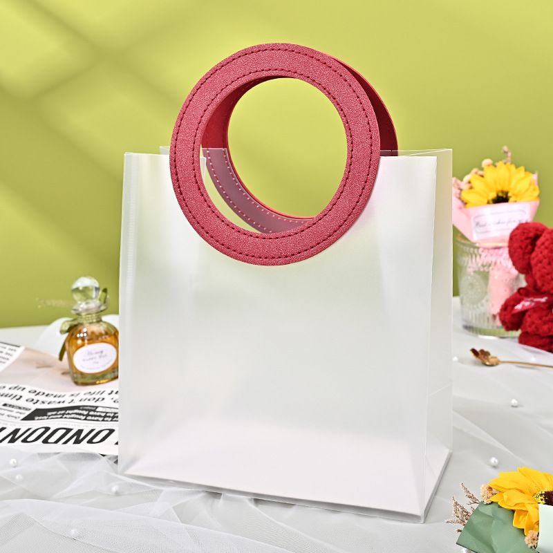 Borsa regalo trasparente in PP satinato con combinazione di latte, tè e vino rosso_voghion.com