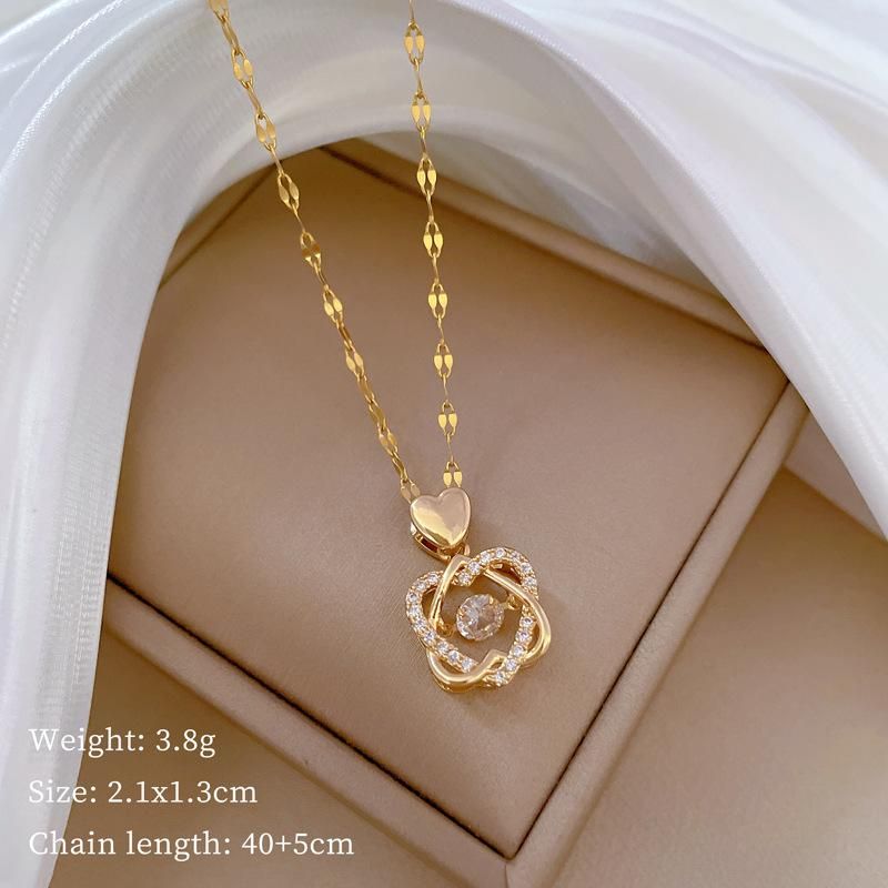 Collana con ciondolo esagramma in zircone color oro in acciaio inossidabile per donne e ragazze, adorabili accessori per gioielli, regali per gli amanti_voghion.com