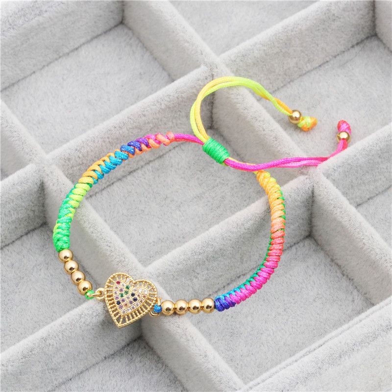 Rope Copper Simple Style Plating Heart Shape Zircon Bracelets_voghion.com