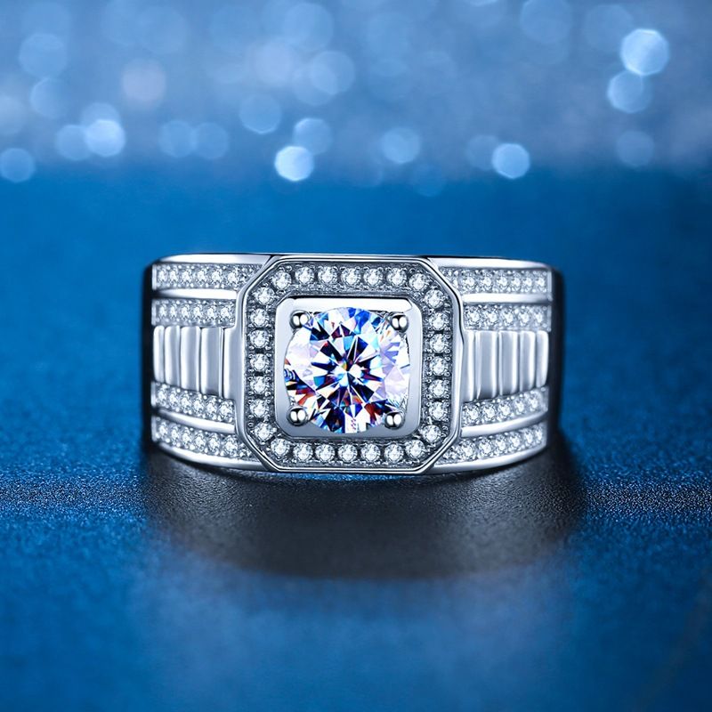 Anello da uomo con moissanite da un carato, audace e unico, elegante e alla moda._voghion.com
