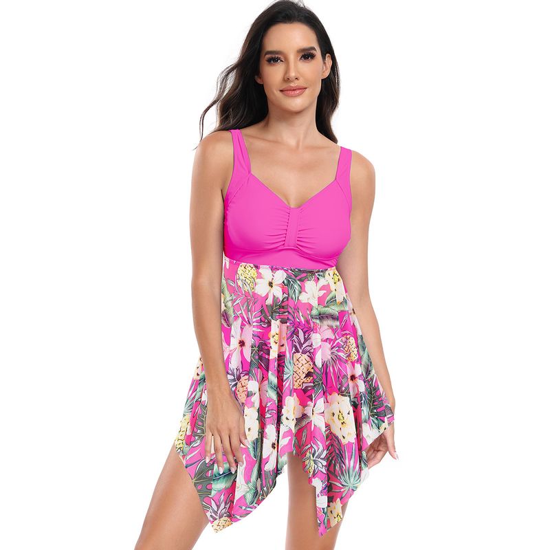 Maillot de bain fendu pour femme, maillot de bain grande taille, cache-ventre, jupe imprimée_voghion.com