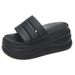 Women's Summer Outdoor Trendy New High Heel Thick Sole Round Toe Platform Beach Slide Flat Slippers_voghion.com