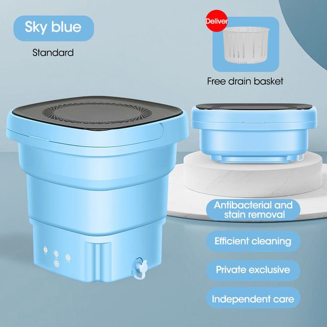 Machine à laver portable pour sous-vêtements avec seau de séchage pour chaussettes, lave-linge, camping, mini machine à laver pliable, 5 L, appareil ménager_voghion.com
