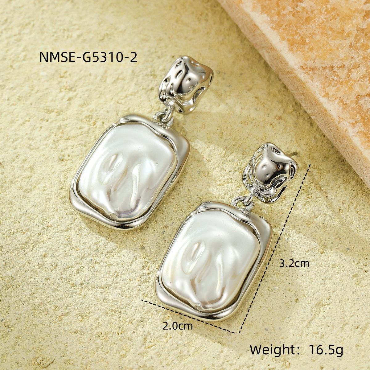 Orecchini pendenti geometrici retrò con perle barocche, orecchini di lusso con luce di nicchia_voghion.com