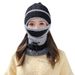 Mask For Women Winter Korean Style Knitted Thickened Ear Protection Wool Hat Set Fleece Warm_voghion.com
