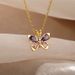 Retro Ethnic Bohemian Beach Pink Purple Zircon Butterfly Necklace Female Versatile High Sense Luxury Titanium Steel Amethyst Collarbone Chain_voghion.com