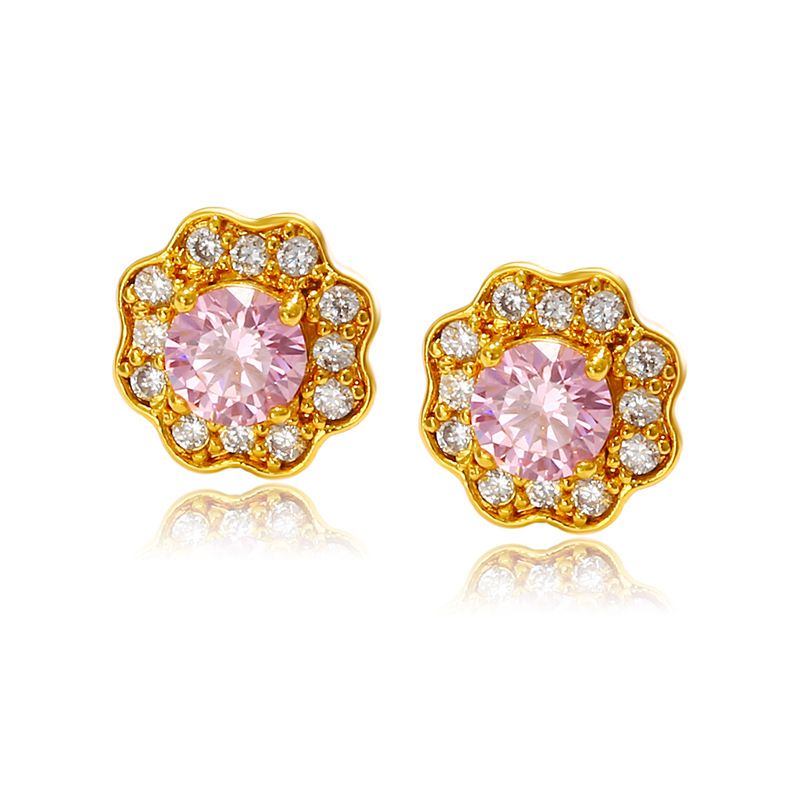 Boucles d'oreilles en pierres précieuses artificielles incrustées de tempérament rétro pour femmes, accessoires de boucles d'oreilles en fleurs de luxe légères à la mode_voghion.com