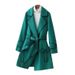 Elegante cappotto a mantella in misto lana double-face per donna - Trench oversize di media lunghezza con cintura, capospalla invernale caldo ed elegante_voghion.com