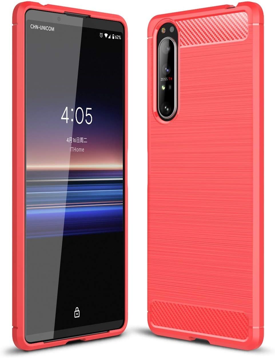 Case Compatible With Sony Xperia 1 II Case, Carbon Fiber Texture Design Cover Anti-Scratch Shock Absorption Case Made For Sony Xperia 1 II (Black)_voghion.com