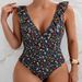 Women's Clothing Floral One Piece Swimsuit Female Conservative Meat Covering Bikini Hot Spring Swimming Suit_voghion.com
