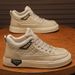 Men's High-Top Sneakers Stylish And Versatile Casual Warm White Shoes_voghion.com
