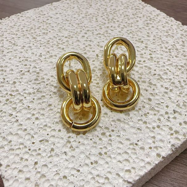 Damenschmuck Temperament Echt vergoldet Zweifarbige Ohrringe Modischer und vielseitiger High-End- und lichtechter Ohrschmuck_voghion.com