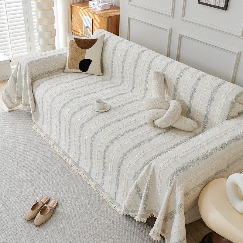 Housse de canapé en chenille de style nordique – Motifs géométriques et rayés, universelle pour canapés 1 à 4 places, douce et durable, protection toute l'année_voghion.com