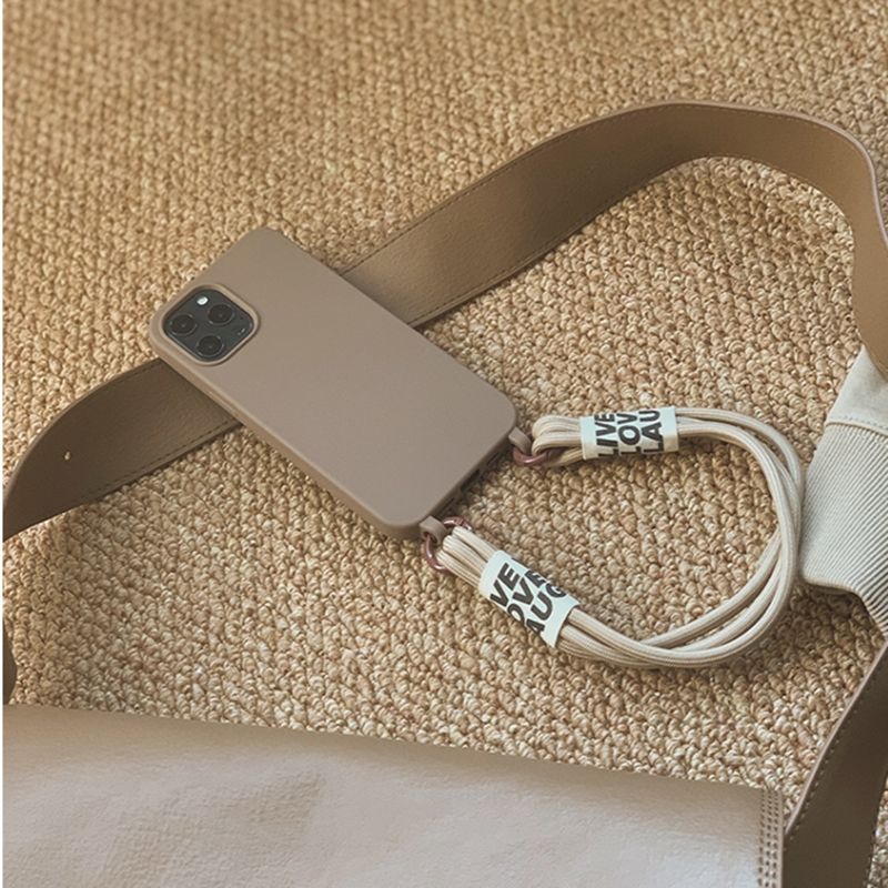 Crossbody Lanyard Solid Soft Phone Case für iPhone 13 MiNi 12 11 Pro Max 14 Pro XS XR X 8 7 Plus SE3 Korea Strap Silikonhülle_voghion.com
