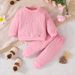 225 New Spring And Autumn Cross Border Baby Girl Round Neck Long Sleeve Top + Letter Printed Pants Two Piece Set In Stock_voghion.com