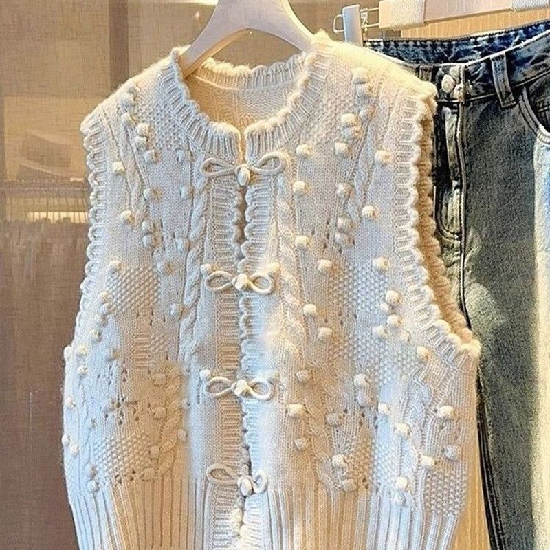 New Chinese sweater, winter new versatile small fragrant style knitted forest vest, worn inside_voghion.com