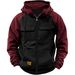Spring And Autumn New Men's Hooded Solid Color Youth Sports Multi-Pocket Leather Patch Sweatshirt Workwear_voghion.com