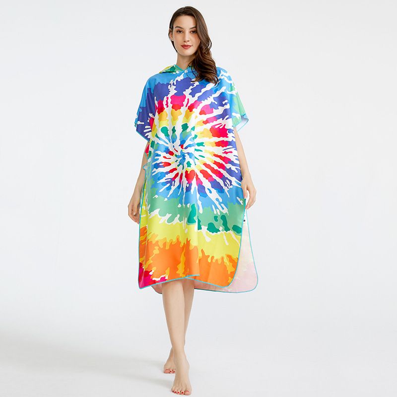 ​Men's Printed Hooded Beach Poncho - Windproof & Quick-Dry Sleeveless Bath Robe (Ultra Soft, Skin-Friendly, Lightweight For Travel & Swimming)_voghion.com