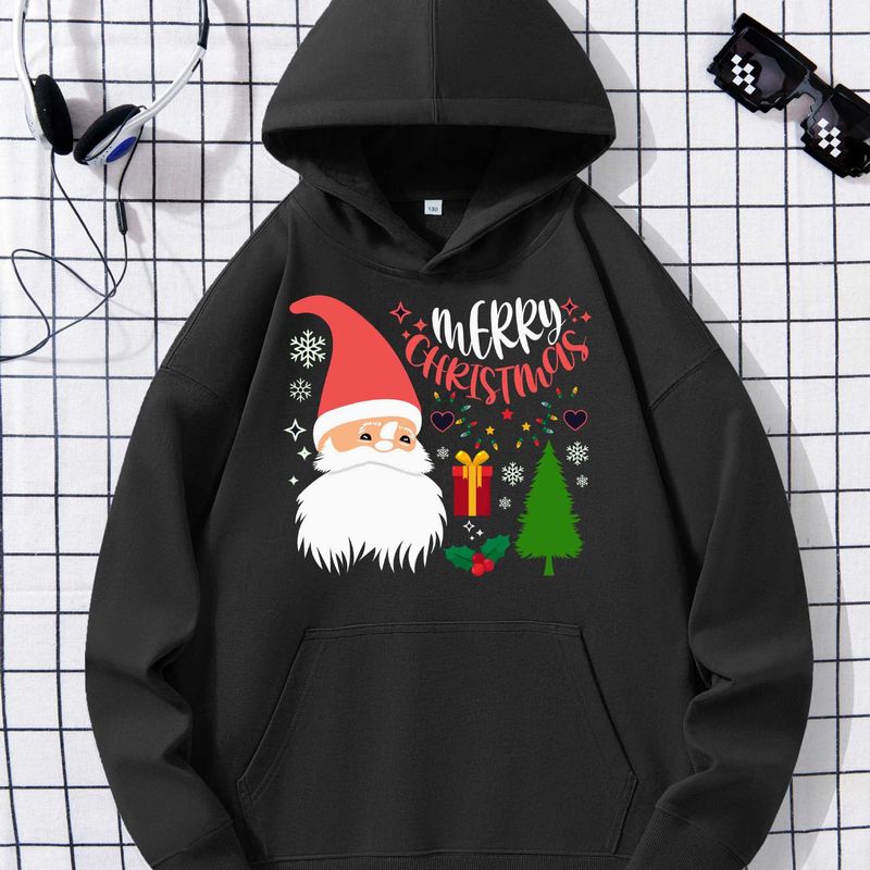 Frohe Weihnachten Herrenbekleidung Claus Print Jungen Casual Pullo_voghion.com