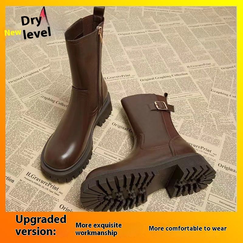 Cheminée haut de gamme pour le nouveau printemps et l'automne 2024, bottes Martin à semelles épaisses pour femmes, tendance des bottes courtes simples_voghion.com