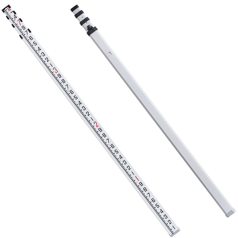 VEVOR Aluminum Grade Rod, 14-Feet/10ths 6 Sections Telescopic Measuring Rod,Double-Sided Scale 1/10 Ft Leveling Rod Stick,Aluminum Alloy Survey Rod W/ Bubble Level&Carrying Bag For Houses,Walls,Floors_voghion.com