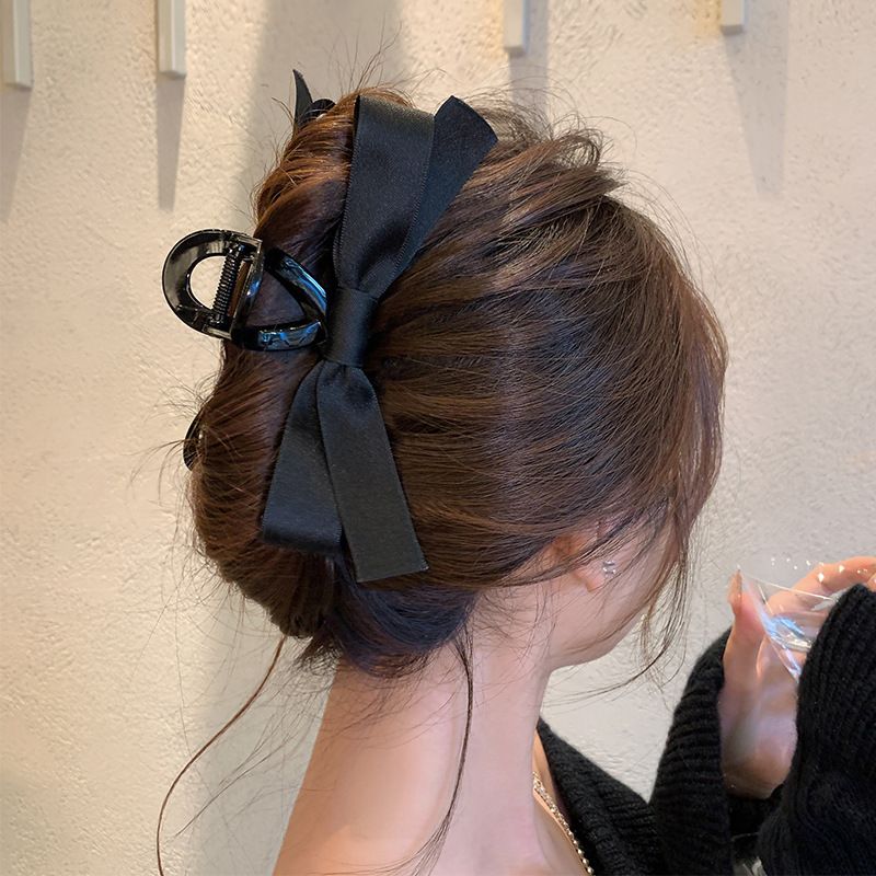 Unisex Black bow clip Women's large premium hair hair net red clip back head shark clip headpiece_voghion.com