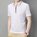 Poloshirt mit Reißverschluss, kurzes Sommerrevers, Business Casual, neues, lockeres Herren-T-Shirt aus Eisseide mit halblangen Ärmeln mittleren Alters_voghion.com