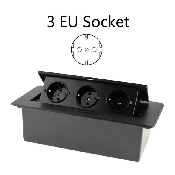 Desktop-Steckdose, Tischsteckdose, 2 3 EU-Steckdosen mit USB-Ladefunktion, langsame Pop-Up-Abdeckung aus Aluminiumlegierung für Tagungsräume_voghion.com