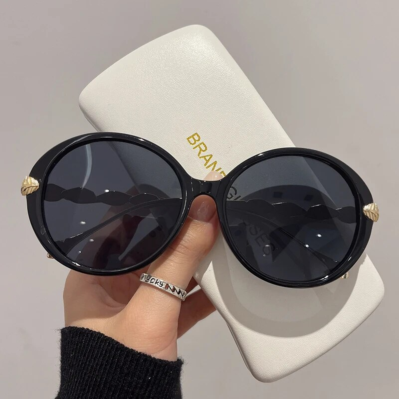 Nové vintage kulaté sluneční brýle s gradientním barevným trendy módními dámskými brýlemi luxusní značky designových slunečních brýlí pro dámy_voghion.com