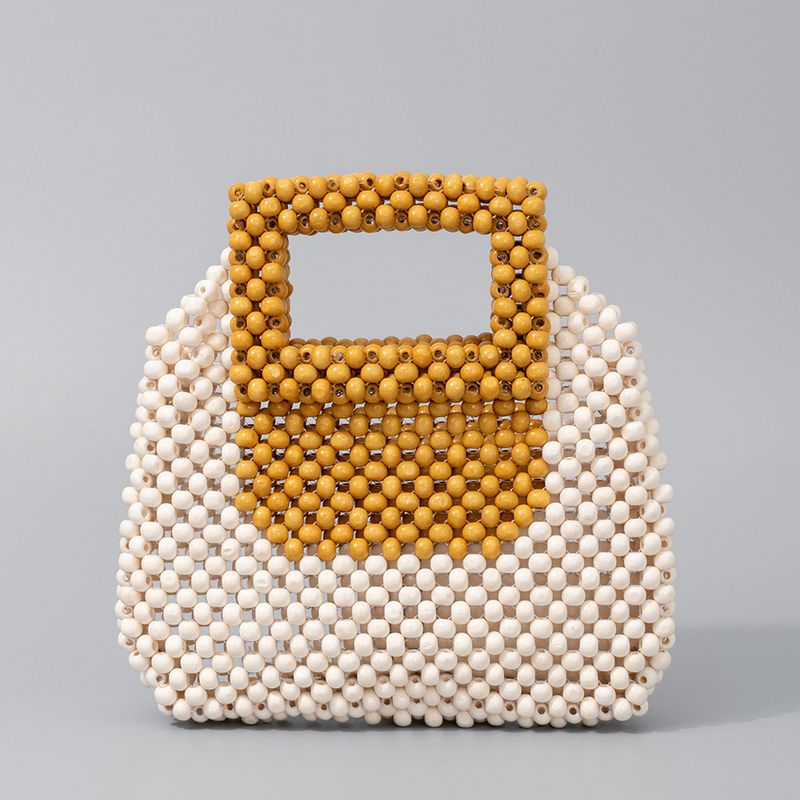 ENSPT wooden bead women's bag high-end cross-border small square bag hand-woven handbag fashionable niche commuter bag women_voghion.com