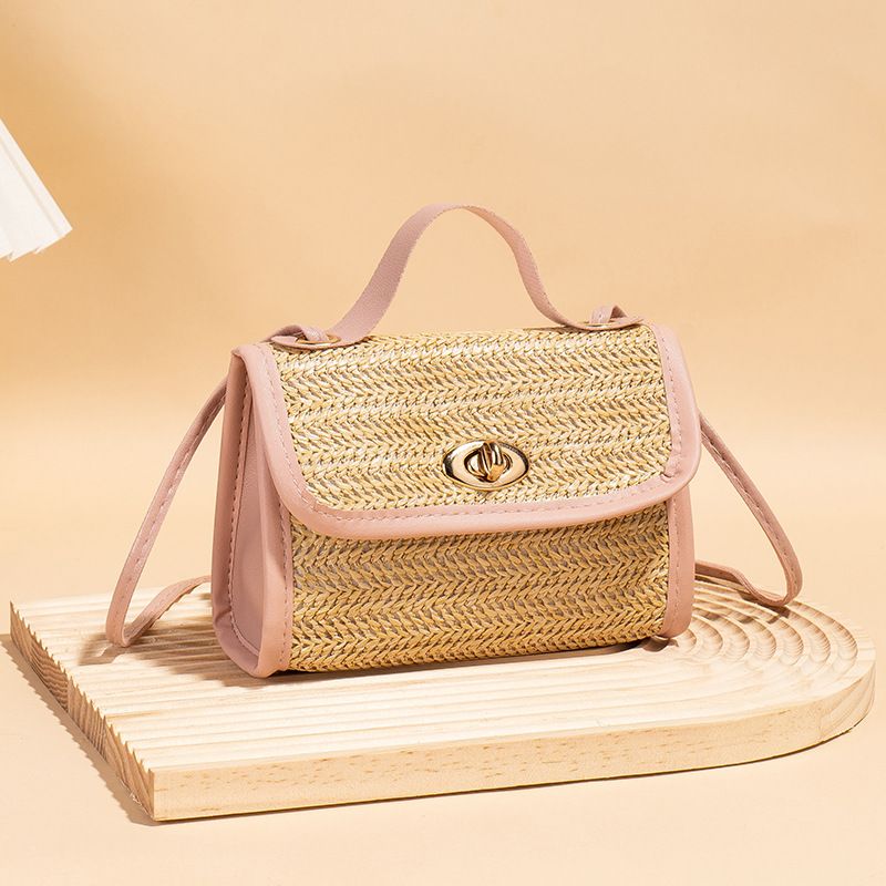 Borsa da donna, borsa a tracolla singola, borsa a mano, borsa di paglia, piccola borsa coordinata, piccola borsa quadrata intrecciata_voghion.com