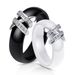 Anello in acciaio e ceramica con intarsio di diamanti Dual X in bianco e nero da 6 mm, per uomo e donna, stile minimalista unisex._voghion.com