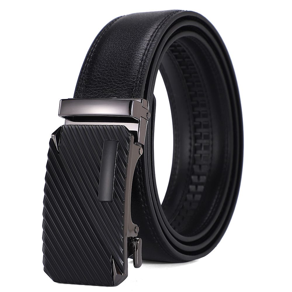 Men's Double-Sided Genuine Cowhide Leather Belt - Automatic Buckle, Business & Formal Wear_voghion.com