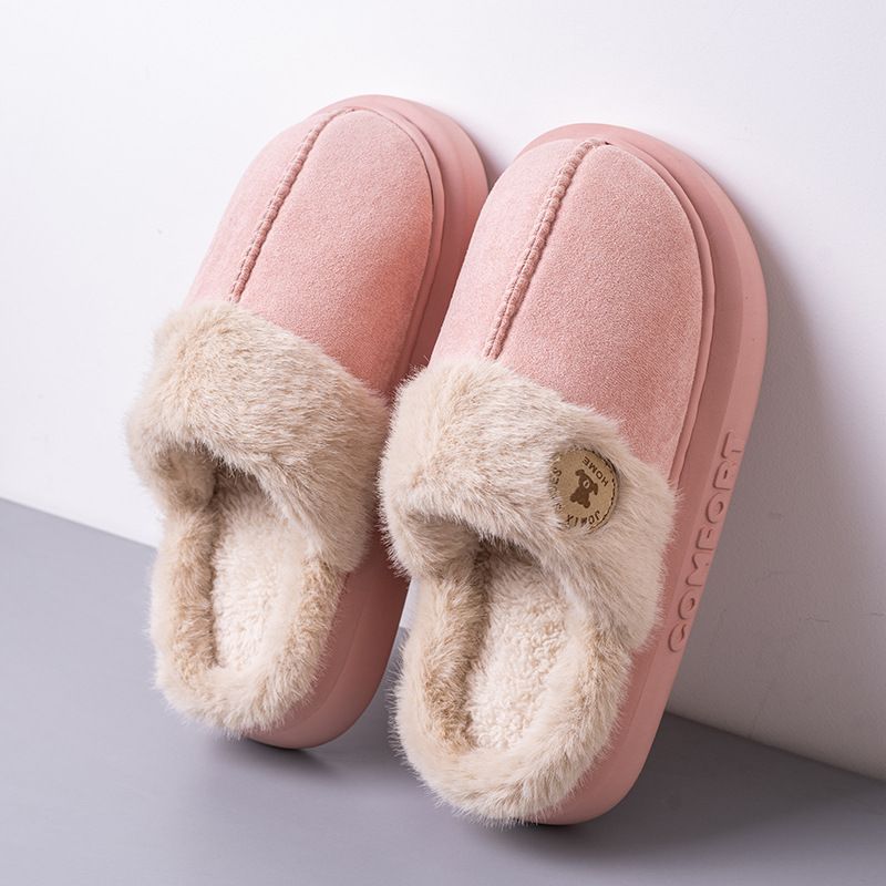 Ready to ship cotton slippers for women for outdoor wear in autumn and winter 2024 new style for home warm indoor thick soled plus velvet slippers_voghion.com