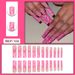 24pcs Extra Long Glitter Pink Line Press-On Nails Set - Cute & Stylish False Nails For Girls, Easy To Apply, Reusable Fake Nails With Glossy Finish_voghion.com
