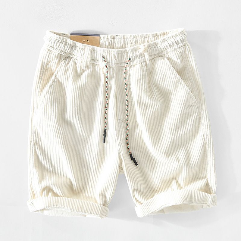 Herenkleding Zware werkshorts Heren Zomer Ins Trend Retro Corduroy Trendy Heren Casual Shorts_voghion.com